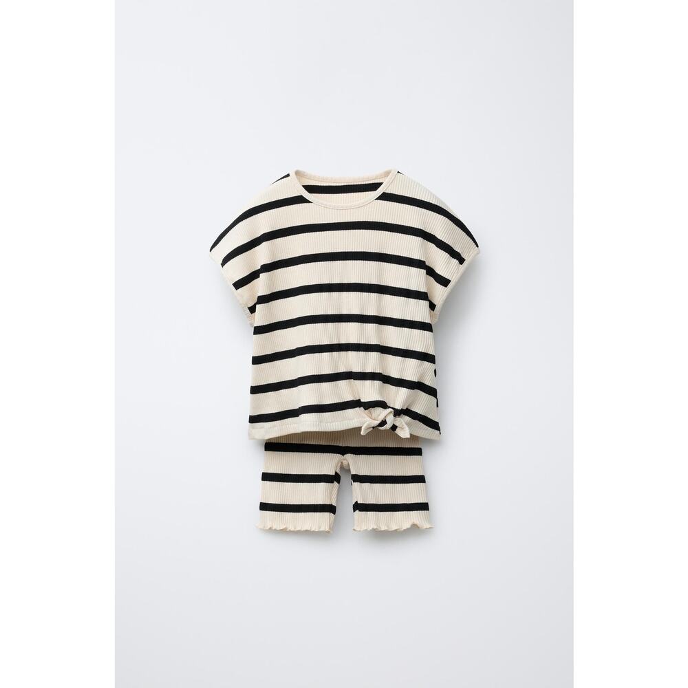 145. Zara Knot Shirt & Striped Biker Short Set 2 years NWT